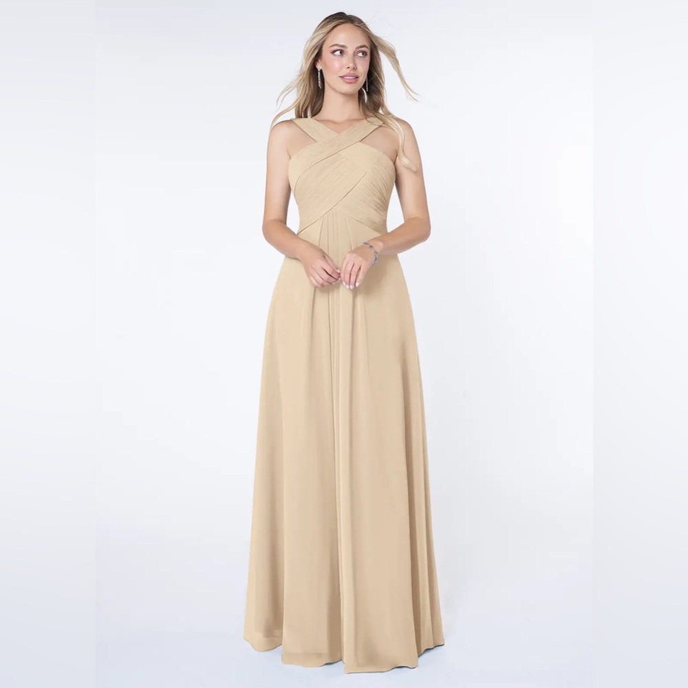 Azazie Kaleigh Bridesmaid Dress, Champagne color, size 8
